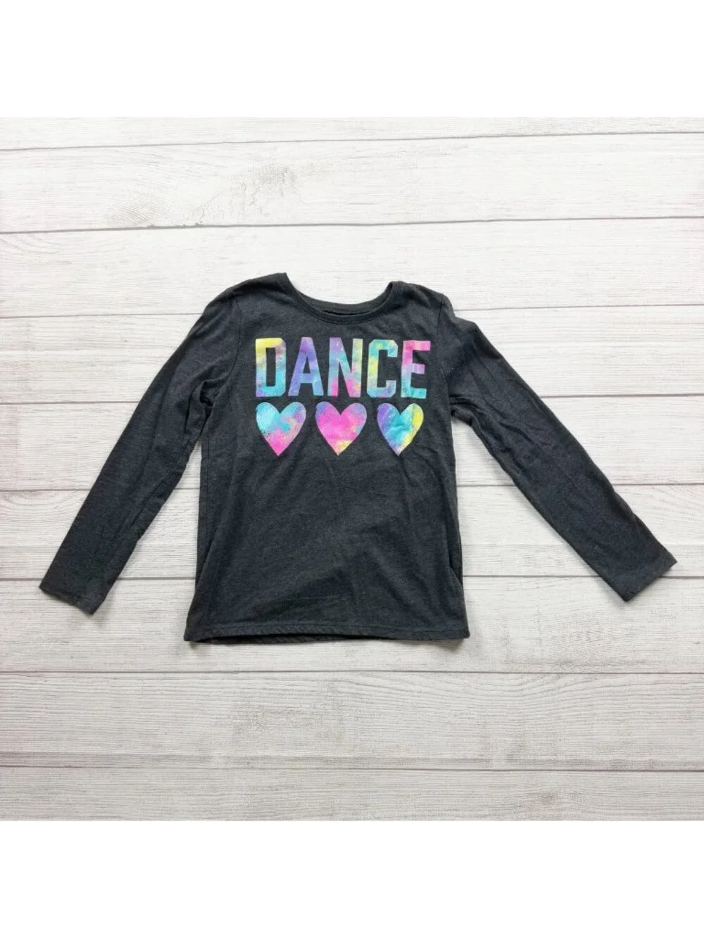 Children's Place Girls Dance Graphic Long Sleeve Shirt Multicolor Hearts M 7-8